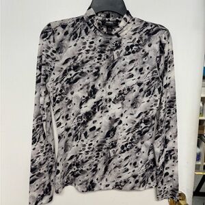St. John Monochrome Abstract Print Blouse